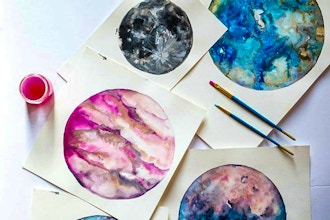 Watercolor Moons & Planets